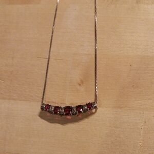Sophisticated Red and Silver Bar Necklace
